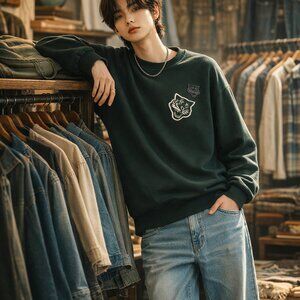 Onitsuka Tiger | Crew Neck Pullovers Unisex Street Style Long Sleeves Cotton